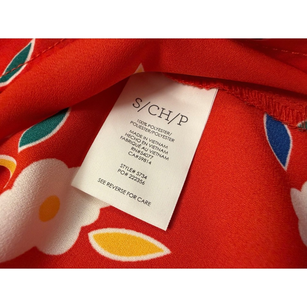 Cabi Sleeveless Blouse Floral Small Red Front Tie V-Neck Casual Top - Picture 4 of 7